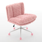 W26.4 inch Wider seat Office Chair,Artificial rabbit hair Home Office Chair with Metal Base,Adjustable Desk Chair Swivel Offi