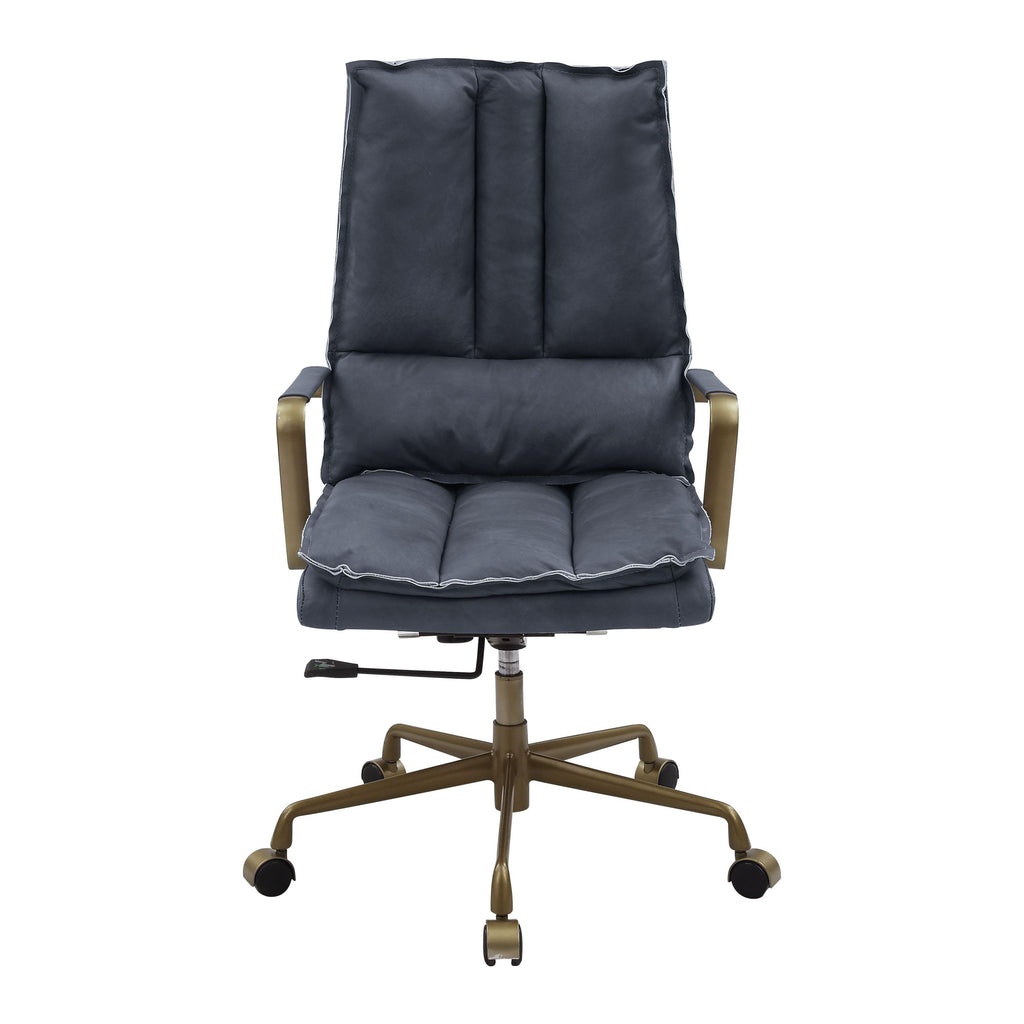 Tinzud Gray Leather Office Chair - Grand Goldman