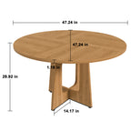 Round Dining Table for 4 - 47 Inch Farmhouse Kitchen Table, MDF Circle Table with Oak Finish, 300lb Weight Capacity, Easy Assembly for Dining Room, Kitchen, Living Room - Spiced Round Table - Grand Goldman Shop