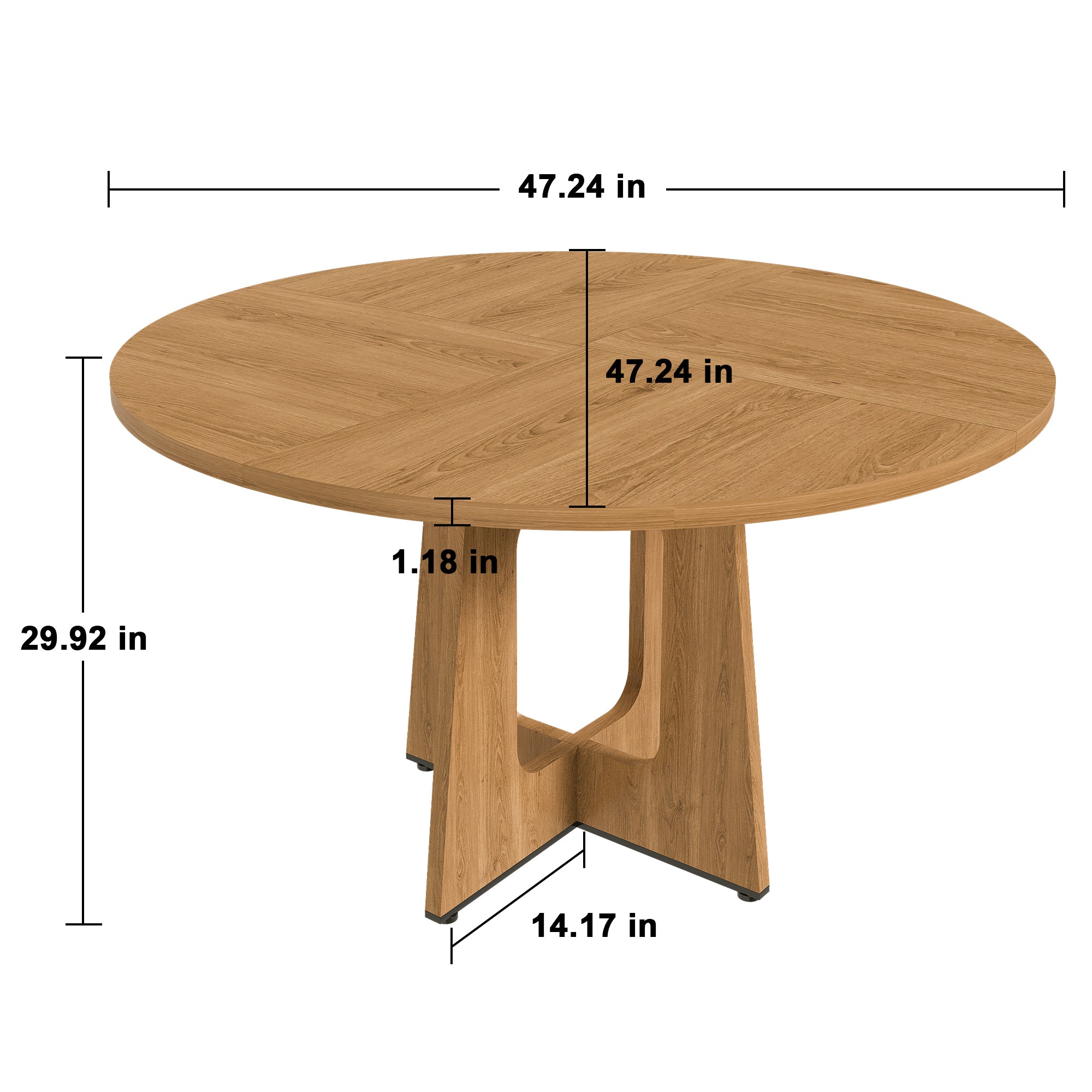 Round Dining Table for 4 - 47 Inch Farmhouse Kitchen Table, MDF Circle Table with Oak Finish, 300lb Weight Capacity, Easy Assembly for Dining Room, Kitchen, Living Room - Spiced Round Table - Grand Goldman Shop