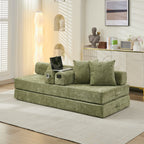 Comfy Convertible Folding Mattress Couch, Floor Sofa Bed, Chenille Floor Sofa with Armrest, Floor Sofa Lounge Couch for Living Room Bedroom Lounge Studio-Green - Grand Goldman Shop