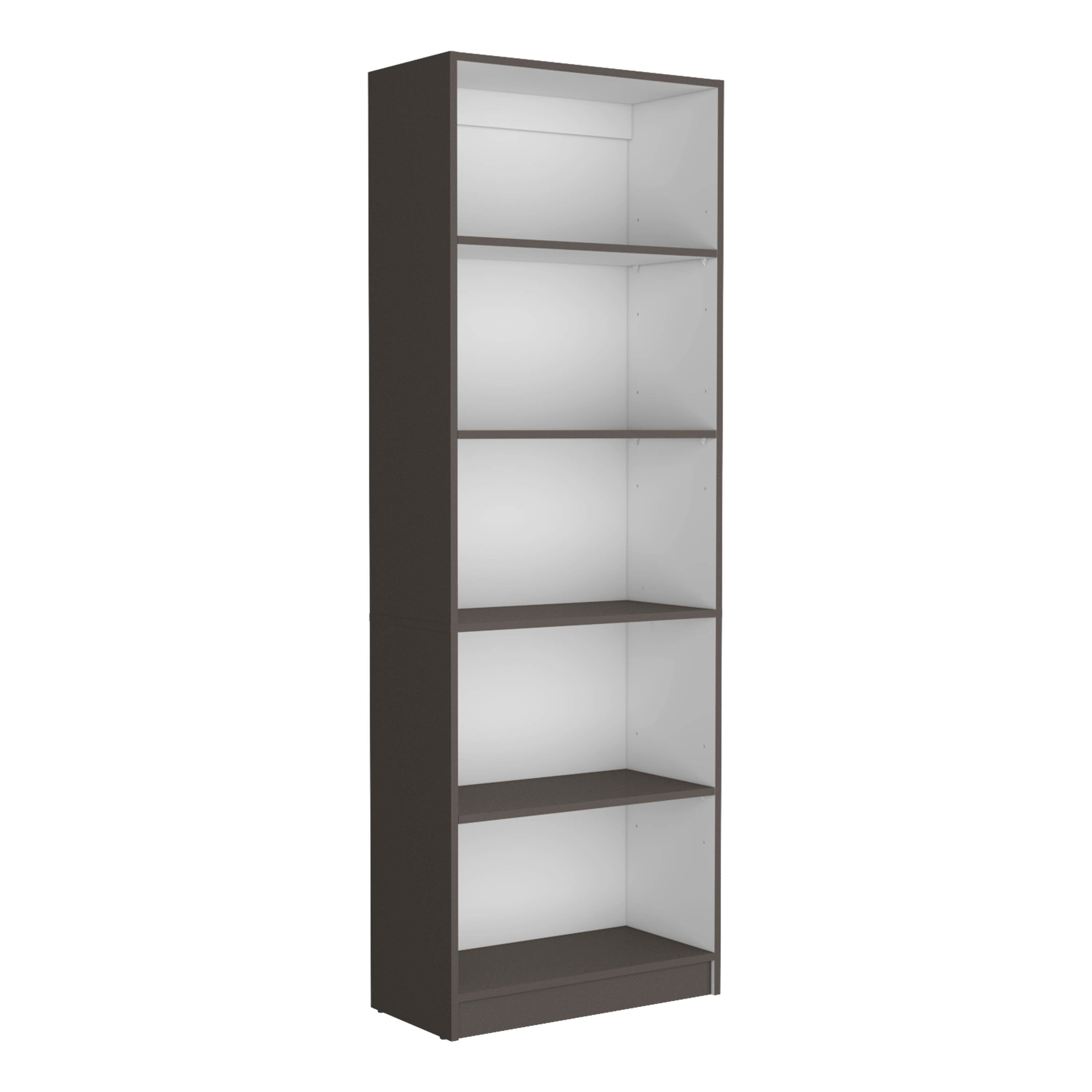 Vinton 4-Tier Bookcase with Modern Storage for Books and Decor, Matt Gray / White - Grand Goldman