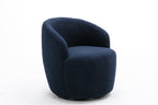 Teddy Fabric Swivel Accent Armchair Barrel Chair With Black Powder Coating Metal Ring,Dark Blue - Grand Goldman Shop