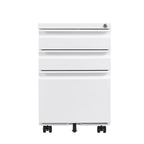 Modern 3-Drawer Mobile Filing Cabinet with Lock, White Metal Office Storage, Legal/Letter Size | Premium Home Decor - Grand G