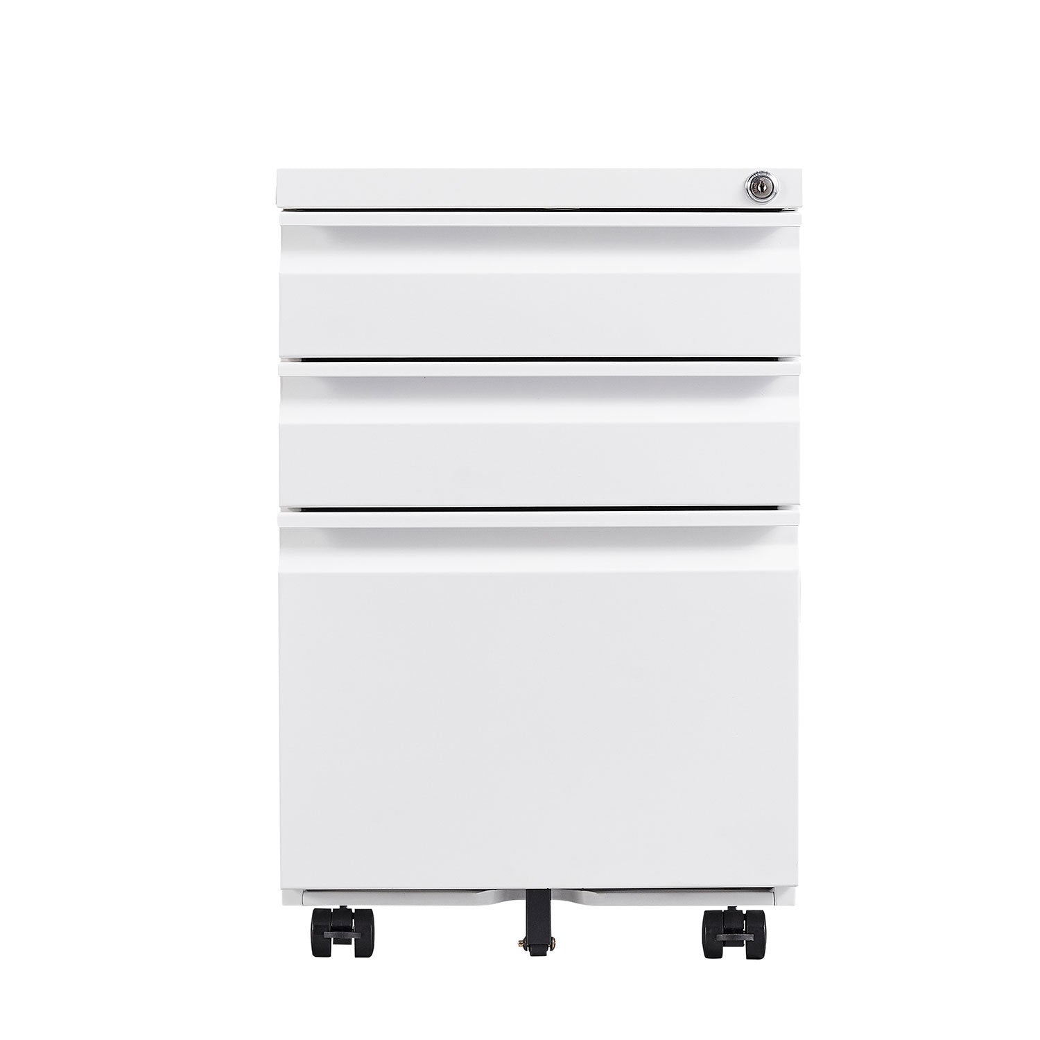 Modern 3-Drawer Mobile Filing Cabinet with Lock, White Metal Office Storage, Legal/Letter Size | Premium Home Decor - Grand G