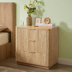 3 Drawers Drasser 2PCS, 27.6'' Wide Modern Chest of Drawers Curved wave Design,Nightstand,Wood Drawer Organizer for Bedroom, Living Room, Hallway, Oak,27.6''W x 15.8''D x 27.4''H. - Grand Goldman Shop