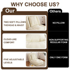 Upholstered Foldable Lazy Sofa Bed for Adults and Pets, Adjustable Recliner with 5 Positions, Off White Corduroy, 70.87 x 37.40 x 11.02 inches - Grand Goldman Shop