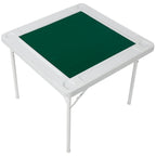 Square Folding Card Table, Mahjong Table with Green Felt,Chip Trays and Cup Holders, Portable Domino Tables for 4 Players, Ca