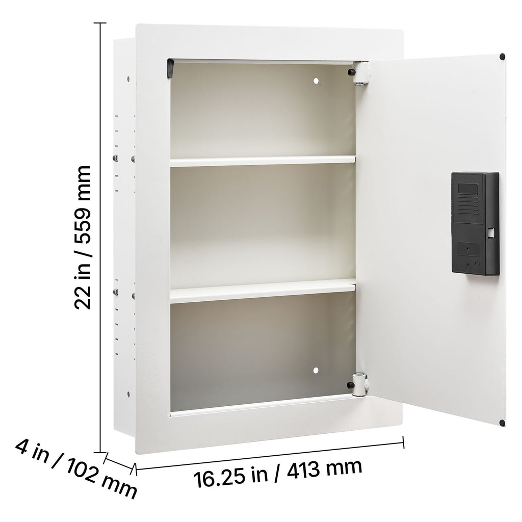 Stylish 0.83 sq.ft Wall Safe, 3-Tier Hidden Wall Safe with Password, Key & Turning Knob, Q235 Cold-Rolled Steel In-Wall Box w