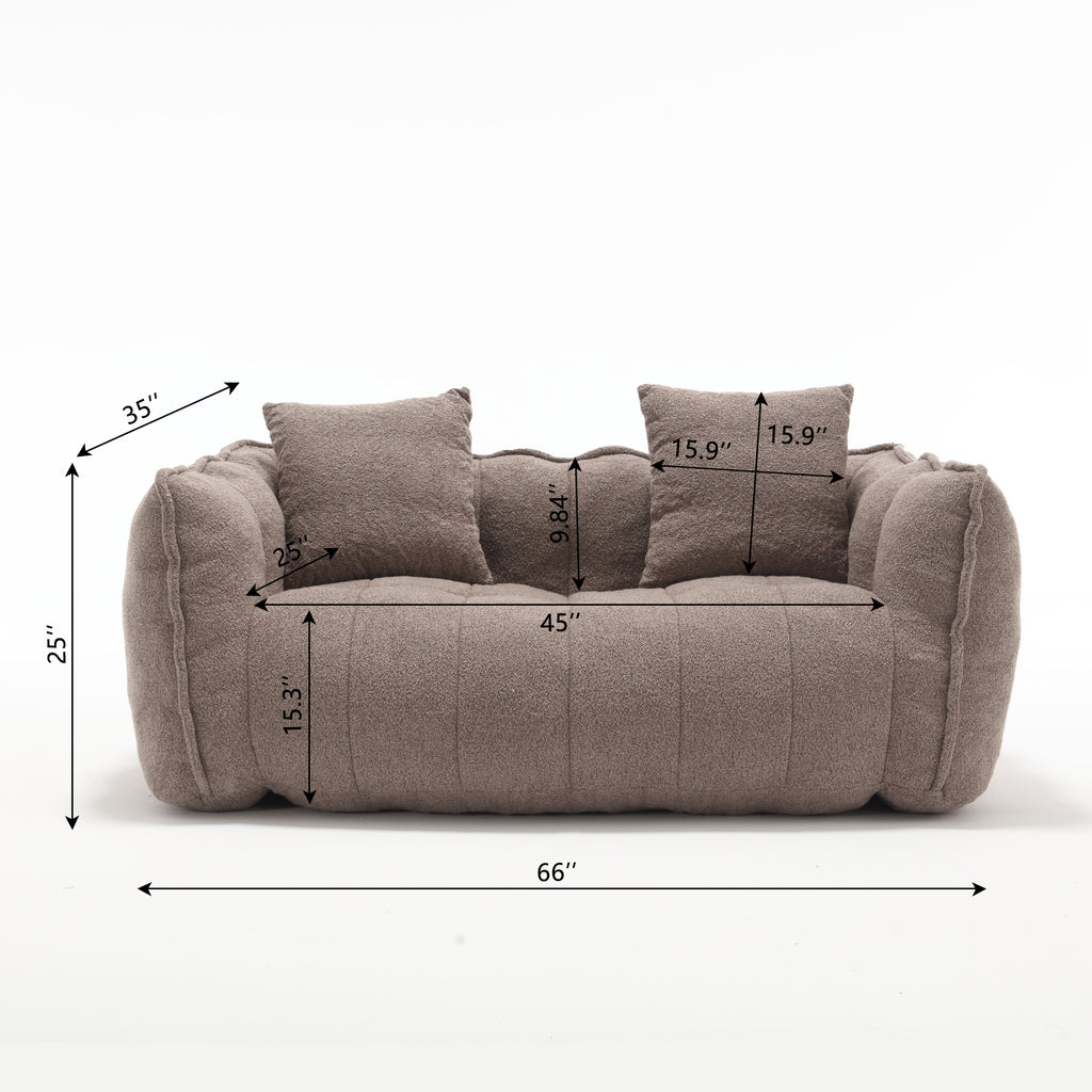 Cozy Beanbag Chair with High Resilience Foam Core for Two  -Brown Chenille, 66x35x25 inches - Grand Goldman Shop