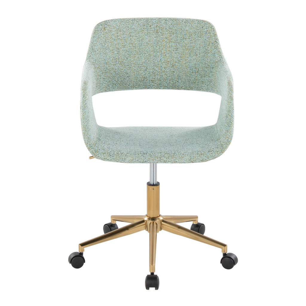 Contemporary Task Chair in Gold Metal and Light Green Fabric - Grand Goldman