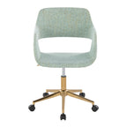 Contemporary Task Chair in Gold Metal and Light Green Fabric - Grand Goldman