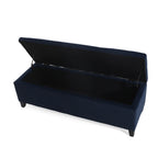 Indoor Dark Blue Storage Ottoman Bench - 51.25''L Upholstered Entryway Bench with Hidden Storage, 300lbs Weight Capacity for Living Room, Bedroom & Hallway - Grand Goldman Shop