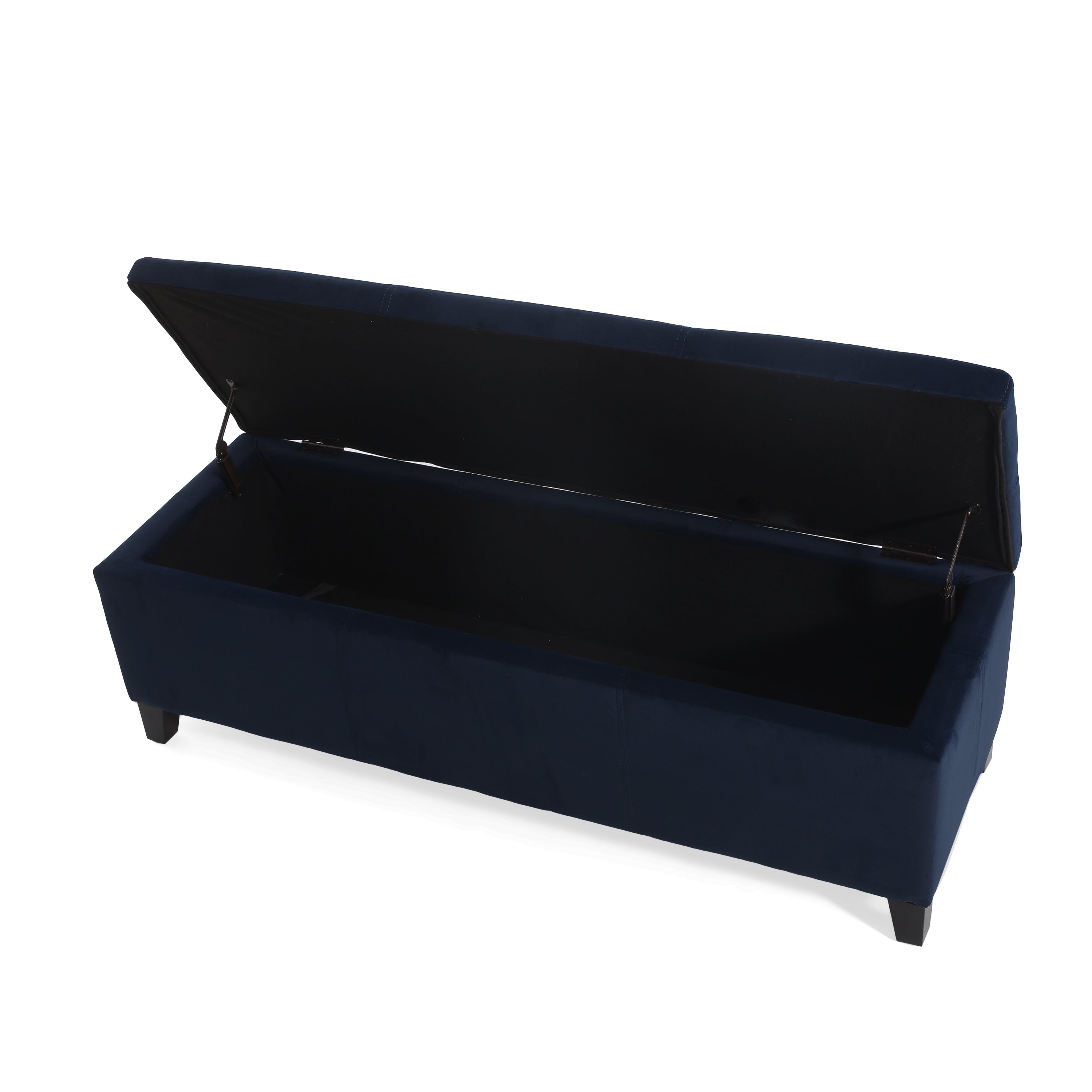 Indoor Dark Blue Storage Ottoman Bench - 51.25''L Upholstered Entryway Bench with Hidden Storage, 300lbs Weight Capacity for Living Room, Bedroom & Hallway - Grand Goldman Shop