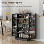 HOMCOM 41' Kitchen Pantry Storage Cabinet, Freestanding Kitchen Cabinet with 12 Door Shelves, Double Doors, 5-tier Shelving and Adjustable Shelves, Black - Grand Goldman Shop