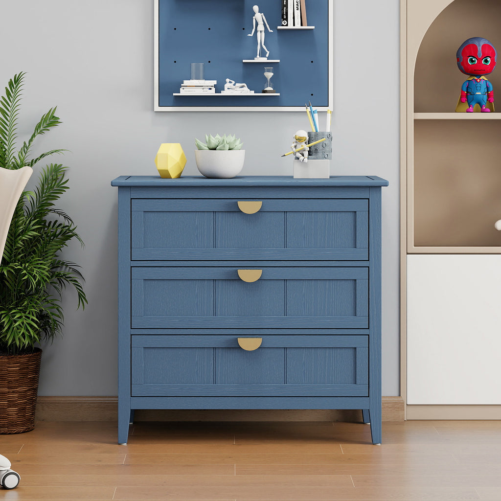 3-Drawer Cabinet for Bedroom, Living Room, or Study – Blue MDF American Furniture - Grand Goldman Shop