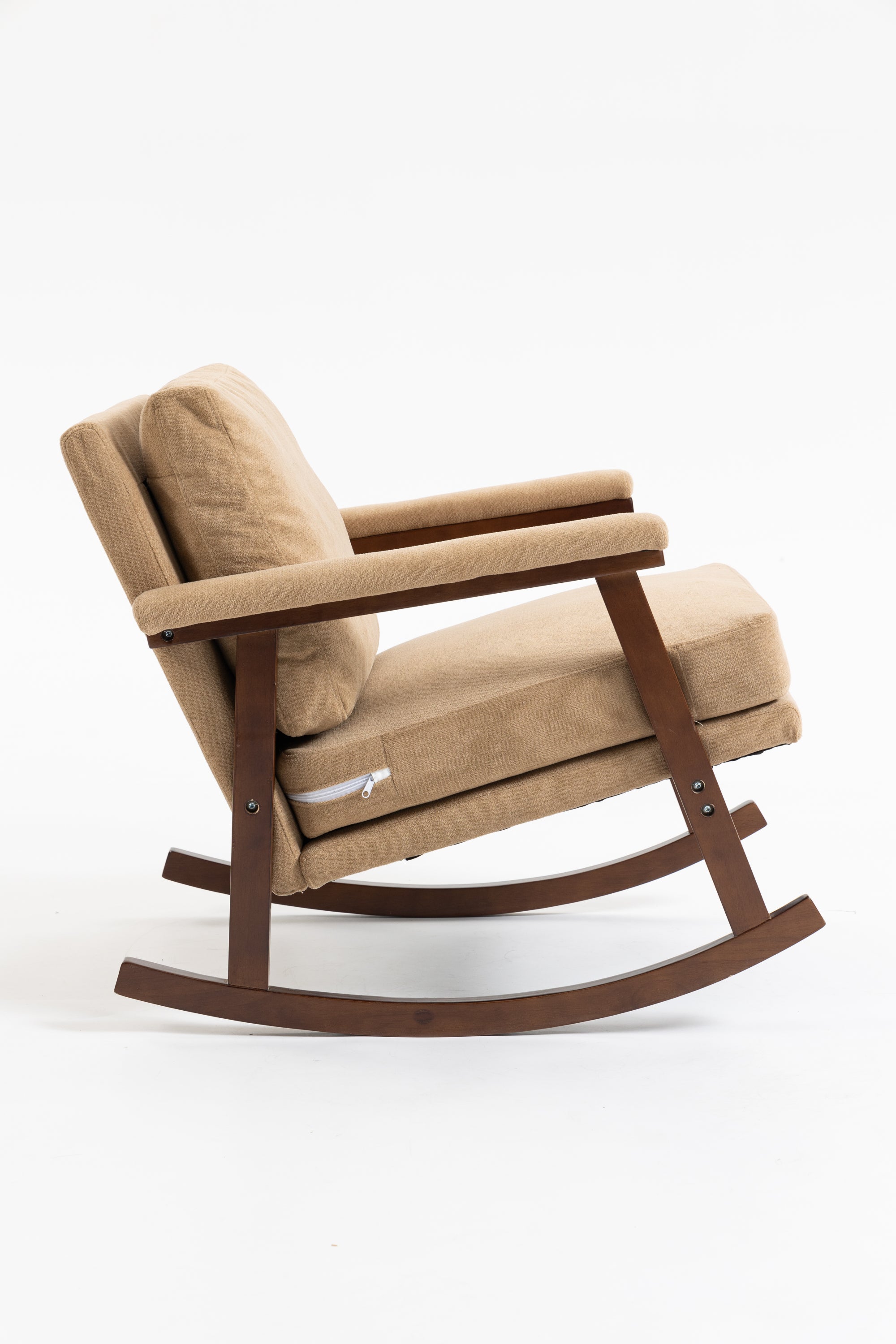 Mid Century Modern Accent Chair ,rocking chair with Wood Frame, Upholstered Living Room Chairs , Reading Armchair for Bedroom Sunroom - Grand Goldman Shop