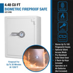 Biometric Fireproof Safe 4.48 Cubic Ft White Steel Secure Storage | Premium Home Decor - Grand Goldman