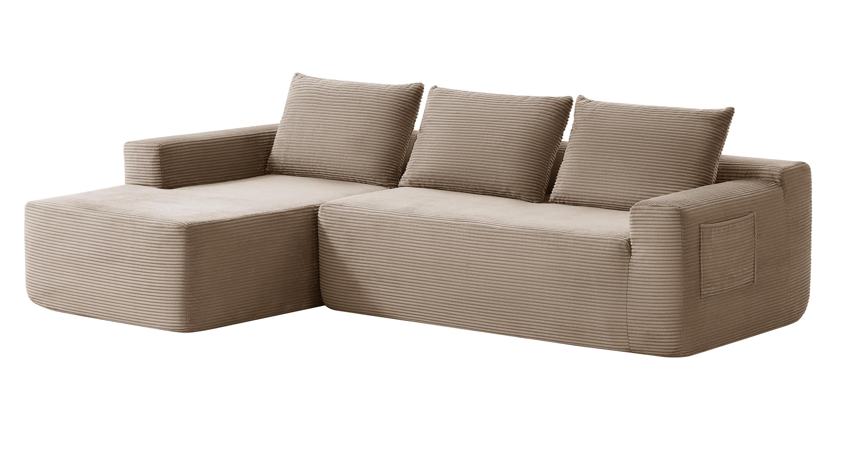 96.9'Cloud Sectional Couch with L-Shape Chaise,Modern Modular Sofa with Deep Seat,,Upholstered Couches for Living Room Bedroom,No Assembly Required,(Plush Corduroy Fabric),Camel - Grand Goldman Shop
