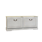 Shoe Storage Bench with 2 Flip Drawers and Adjustable Shelf for Entryway, Hallway, Bedroom-Antique White - Grand Goldman Shop