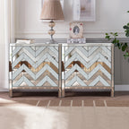 Storage Cabinet with Mirror Trim and M Shape Design Spliced Combination For Living Room, Dining Room, Entryway, Kitchen - Grand Goldman Shop