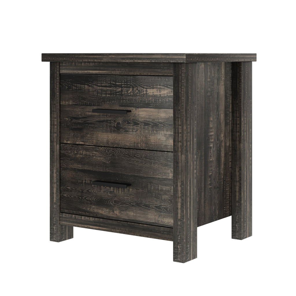 4PCS Bedroom Sets, Wooden Queen Size Bed Frame with Storage Headboard and Charging Station, 2 Nightstands with 2 Drawers, 1 Dresser with 5 Drawers, Antique Gray - Grand Goldman Shop
