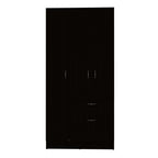 Primavera Armoire, Double Door Cabinets, One Drawer, Metal Rod, Five Shelves -Black / White - Grand Goldman Shop