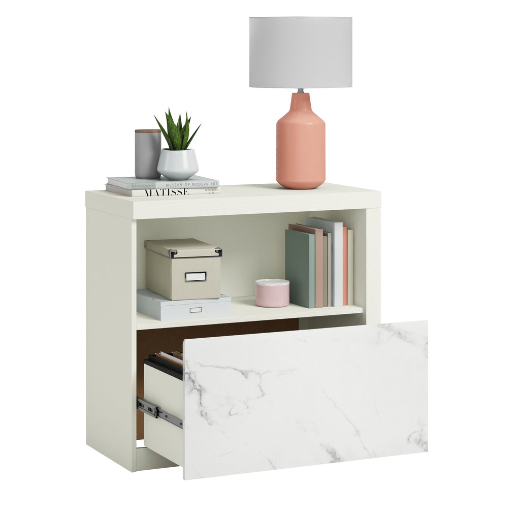 Lateral File with Cubbyhole Storage, White finish - Grand Goldman