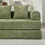 Comfy Convertible Folding Mattress Couch, Floor Sofa Bed, Chenille Floor Sofa with Armrest, Floor Sofa Lounge Couch for Living Room Bedroom Lounge Studio-Green - Grand Goldman Shop