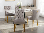 Nikki Collection Modern, High-end Tufted Solid Wood Contemporary Velvet Upholstered Dining Chair with Golden Stainless Steel Plating Legs,Nailhead Trim,Set of 2,Gray and Gold, SW1601GY - Grand Goldman Shop