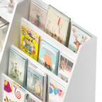 New Kids Bookshelf and Toy Storage Organizer, Multifunctional 4 Tier Wooden Kids Book Shelf with  Bookcase Display Stand in K