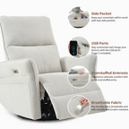 270° Power Swivel Rocker Recliner Chair for Adults, Swivel Rocking Recliner Chair,Electric Small Recliners for Small Spaces, Single Sofa Recliner for Living Room, Bedroom,RV (Fabric Gray+270°Swivel) - Grand Goldman Shop