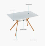 Modern Minimalist StyleDining Table MDF Anti-Scratch Top Metal Shelf Metal Heat Transfer Legs Leveling Feet For Dining Room Kitchen Office Table X 1(White) - Grand Goldman Shop