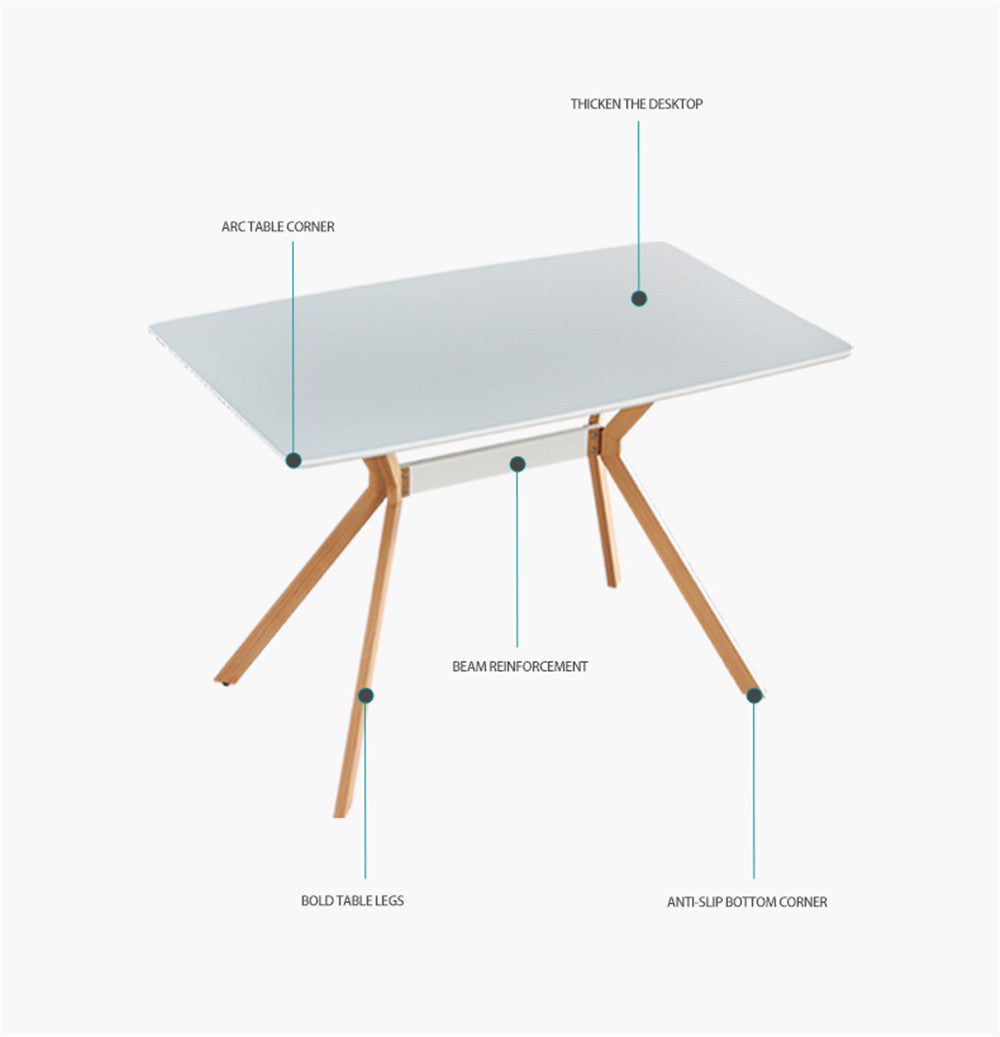 Modern Minimalist StyleDining Table MDF Anti-Scratch Top Metal Shelf Metal Heat Transfer Legs Leveling Feet For Dining Room Kitchen Office Table X 1(White) - Grand Goldman Shop
