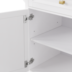 K&K 52'' Kitchen Island with Drop Leaf, Embossed Texture Kitchen Island on Wheels with Spice Rack, Towel Rack, 2 Doors and 5 Drawers, Kitchen Storage Cart with Adjustable Shelf for Kitchen, White - Grand Goldman Shop