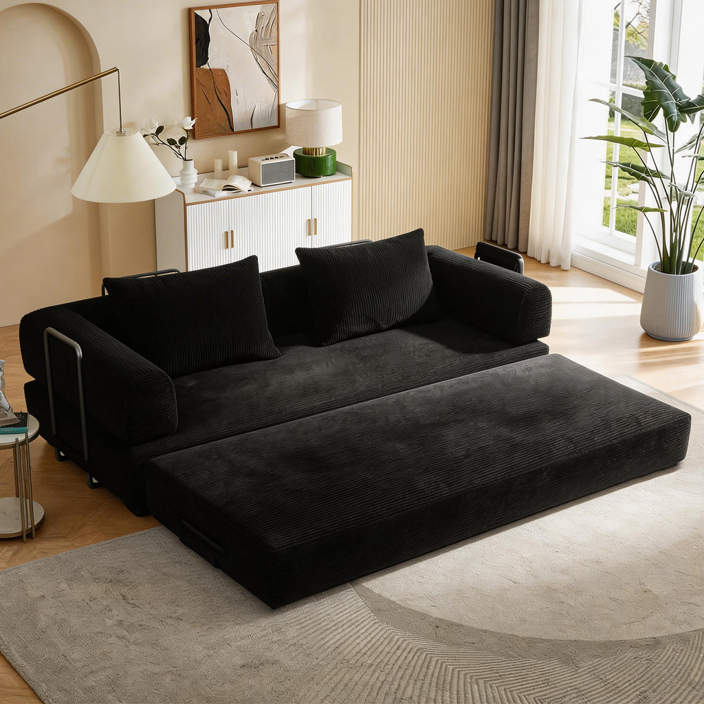 78 Inch Convertible Sleeper Sofa Bed, Futon Boneless Couch Lounge Loveseat with Pull Out Bed, No Assembly Required - Grand Goldman Shop