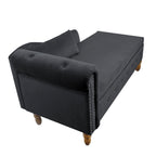 Black Chaise Lounge Indoor, Velvet Lounge Chair for Bedroom with Storage & Pillow, Modern Upholstered Rolled Arm Chase Lounge for Sleeping with Nailhead Trim for Living Room Bedroom Office - Grand Goldman Shop