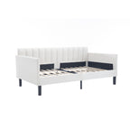 Elena Twin Size Ivory Boucle Upholstered Daybed with Ribbed Tufted Backrest in Lavish Modern Design - Grand Goldman Shop
