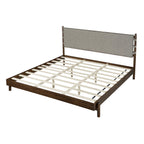 Modern King Bed Frame Set with 2 Nightstands, Light Gray Wood Platform Bed with Headboard and Matching Bedside Tables for Bedroom - Grand Goldman Shop