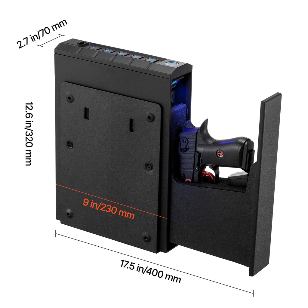 Gun Safe, Slider Handgun Gun Safe with Fingerprint/Password/Key, 3-Way Quick Access Firearm Case Box with Lighting for 1 Pist
