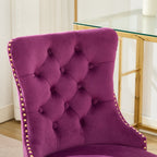 A&A Furniture Office Chair,Modern Velvet Upholstered Tufted Button Home Office Chair with Golden Metal Base,Adjustable Desk C