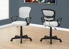 Office Chair, Adjustable Height, Swivel, Ergonomic, Armrests, Computer Desk, Work, Juvenile, White Mesh, Black Metal, Contemp