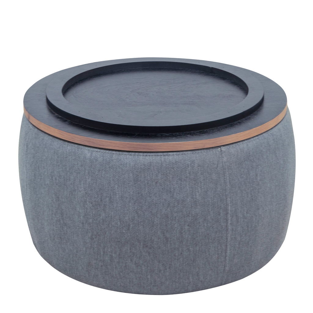 Round Storage Ottoman, 2 in 1 Function, Work as End table and Ottoman, Dark Grey (25.5'x25.5'x14.5') - Grand Goldman Shop