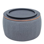Round Storage Ottoman, 2 in 1 Function, Work as End table and Ottoman, Dark Grey (25.5'x25.5'x14.5') - Grand Goldman Shop