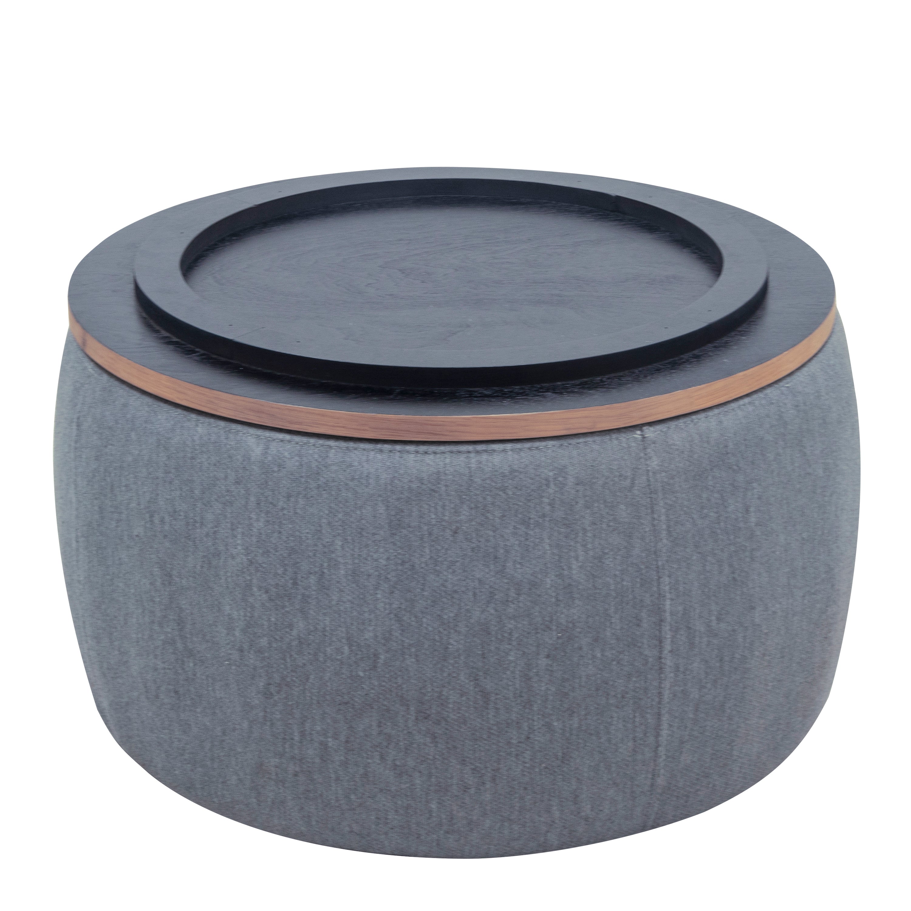 Round Storage Ottoman, 2 in 1 Function, Work as End table and Ottoman, Dark Grey (25.5'x25.5'x14.5') - Grand Goldman Shop