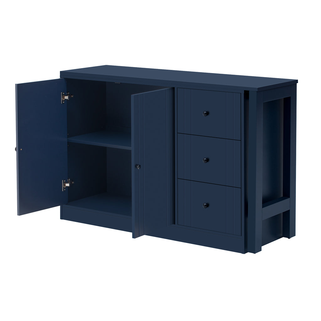 U_STYLE 89.7''Wooden Sideboard with Extendable Table,Multifunctional Storage Cabinet with 2 Doors and 3 Drawers,for Living Room,Study,Foyer and Kitchen - Grand Goldman Shop