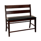 Transitional Style Cherry Finish Wooden Counter Height Bench with Backrest Faux leather Upholstered Seat Classic Dining Furniture 1pc - Grand Goldman Shop