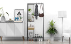 Coat Rack with Mirror, Multifunctional Hall Tree with Shoe Storage, Metal Frame, for Living Room Bedroom 73x32x15 Inches, Industrial Style, Rustic Brown and Black - Grand Goldman Shop