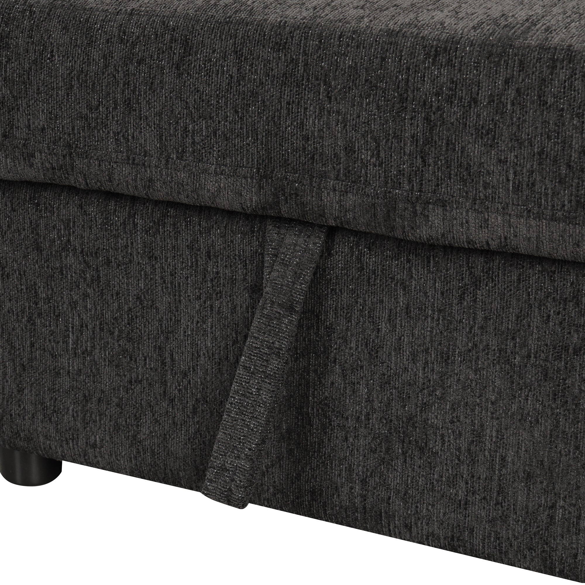 U-shaped Sectional Sofa Pull Out Bed with USB Ports, Power Sockets, Back Pillows & Storage Chaise, Black Chenille, 108.6' - Grand Goldman Shop
