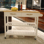 Kitchen Island & Kitchen Cart, Rubber Wood Top, Mobile Kitchen Island with Two Lockable Wheels, Simple Design for Easy Storing and Fetching, Two Drawers Give Unique Storage for Special Utensil. - Grand Goldman Shop